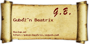 Gubán Beatrix névjegykártya